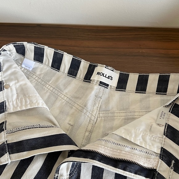 ROLLA'S Mirage Black & White Vertical Stripe Jean Shorts - Picture 5 of 6